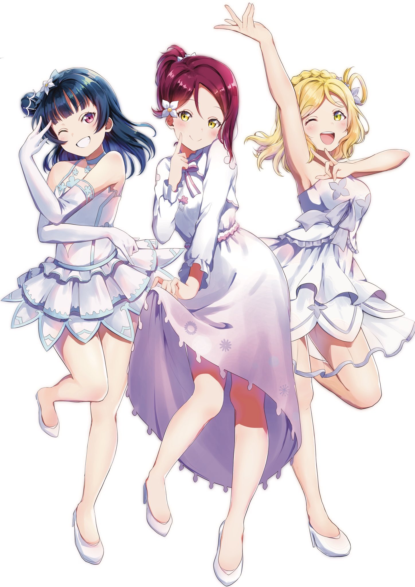 Mia Fai Love Live Sunshine Ohara Mari Sakurauchi Riko Tsushima Yoshiko Dress Heels See